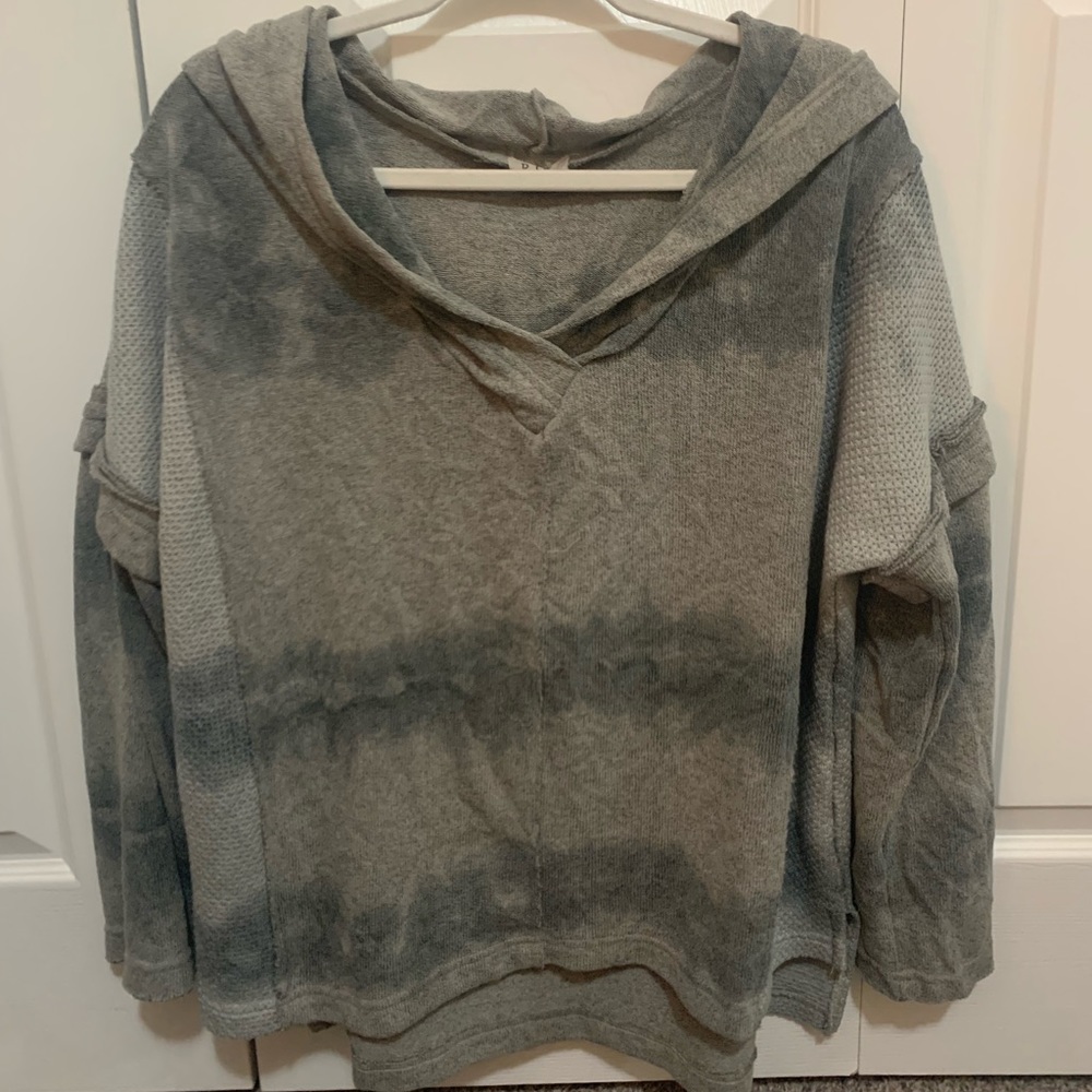 POL knit grey tie dye hoodie